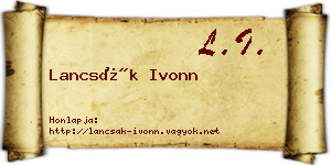 Lancsák Ivonn névjegykártya